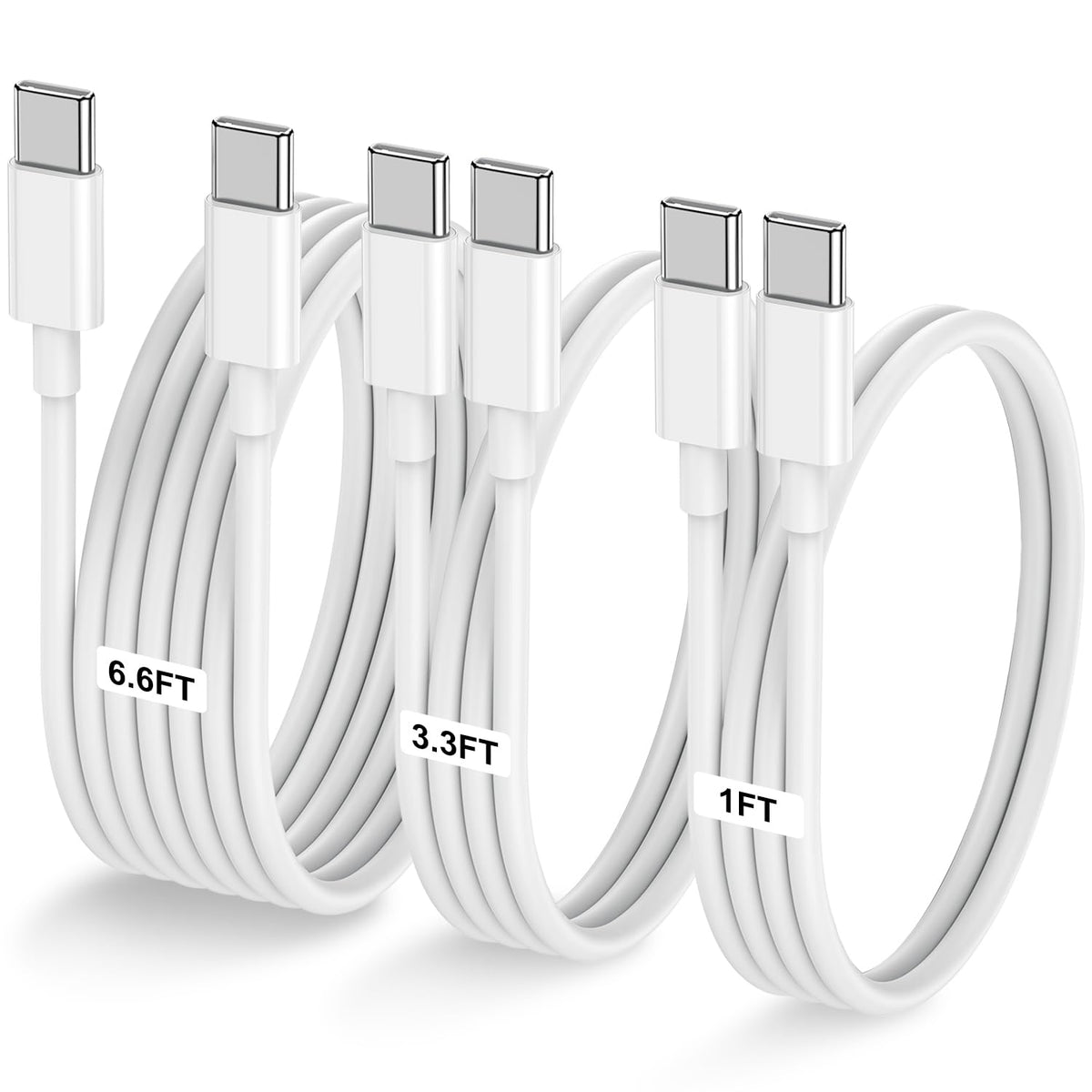 LOFPYE 3-Pack 10FT 60W USB C to USB C Cable, Type C to Type C Cable,Fast Charging Cable for iPhone 16 15 Pro Plus Pro Max，for Galaxy S24 S23, for iPad Pro/Air, for MacBook Pro/Air and More