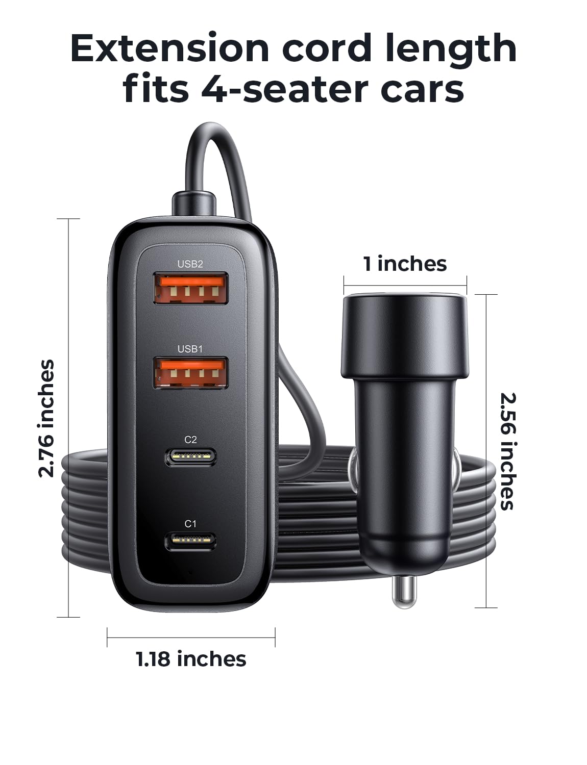 AINOPE PD&QC 108W Multiple Ports Car Charger, Cigarette Lighter USB Charger