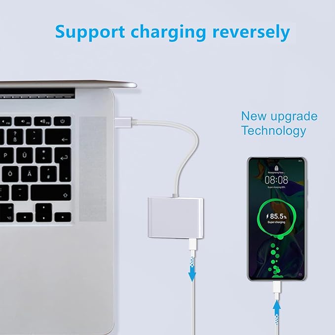AIRSKY USB-C Digital Av Multiport Adapter, USB C to HDMI Adapter for iPhone 15/16 to TV with Fast Charging Port Two-Way, USB3.1 and 4K HDMI Output Compatible with Iphone15 / 16 Ipad pro Mackbook Pro