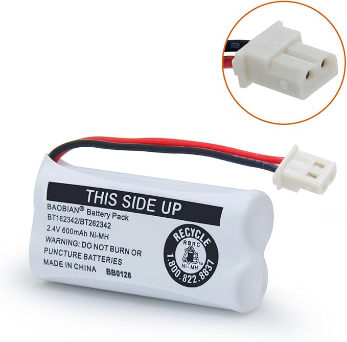 BT162342 BT262342 Battery Compatible with for BT183342 BT283342 BT166342 BT266342 VTech CS6114 CS6419 CS6719 at&T EL52300 CL80111 Cordless Phone (Pack of 2)