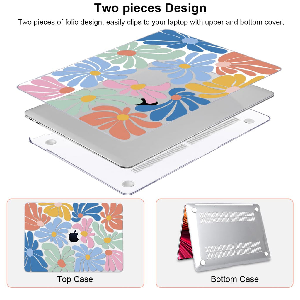 LCMOCICO for MacBook Pro 13 inch Case 2022 2021 2020-2016 A2338 M2/M1 A2251 A2289 A2159 A1989 A1706 with Touch ID, Plastic Hard Shell Case Keyboard Skin Screen Film Webcam Cover, Colorful Flowers
