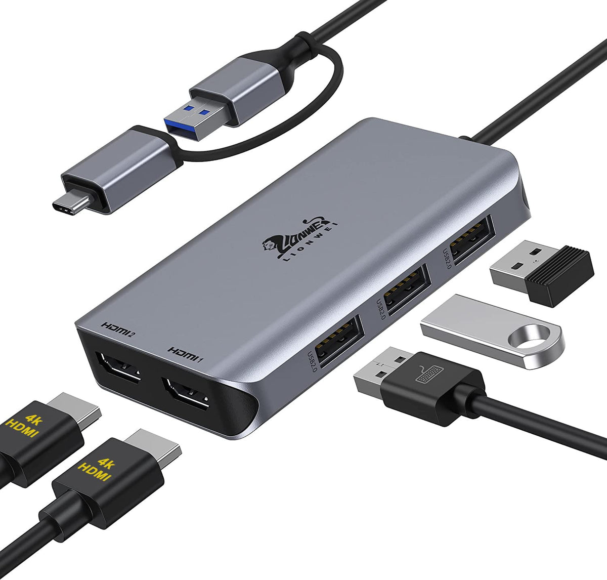 LIONWEI Laptop Docking Station,16 in 1 USB C Docking Station Triple Monitor