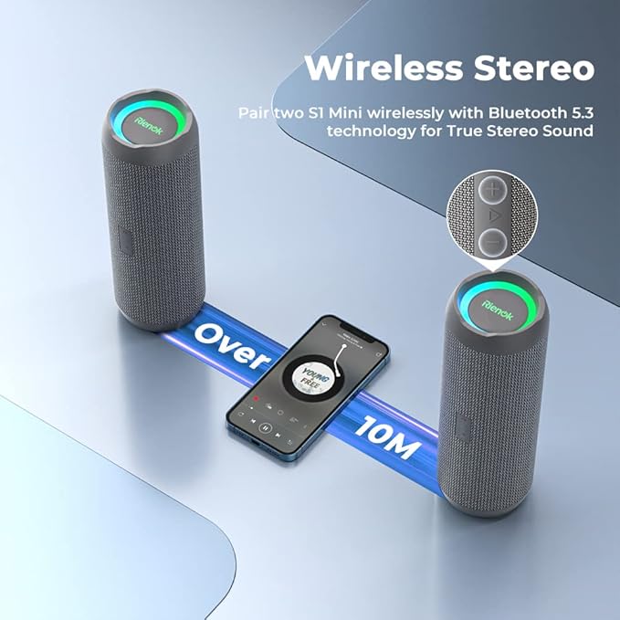 RIENOK Portable Bluetooth Speaker 30W Dual Pairing True Wireless Stereo HD Sound IPX7 Waterproof Outdoor Sport Shower Wireless Speaker Bluetooth 5.3 for Home Party