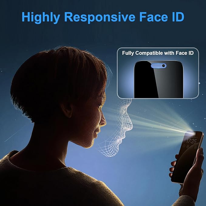 OneFish Screen Protector for iPhone 14 Pro Max Privacy, 4-Way 360° Anti-Spy Tempered Glass, 9H Hardness, HD Clear Anti-Fingerprint 3D Curved Edges, Case-Friendly & Easy Installation [2 Pack]