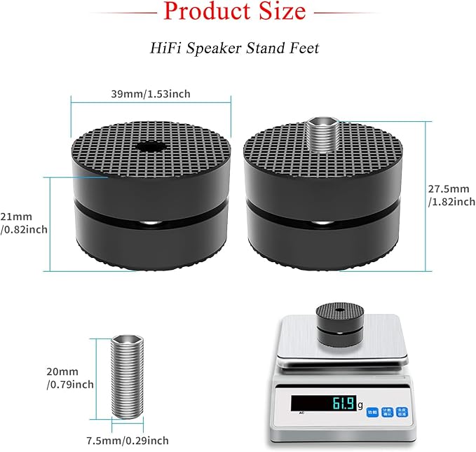 Audiocrast 4X HiFi Speaker Spikes 40×23mm Speaker Stand Feet Pads HiFi Shock Absorber Feet Aluminum Isolation Feet for Audio Speaker Subwoofer CD DVD Amplifier Turntable DAC