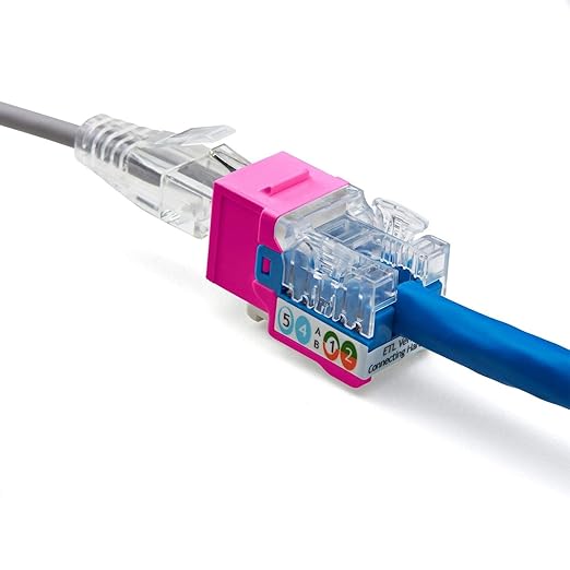 trueCABLE Cat6A Keystone Jack, Unshielded (UTP), 90 Degree Punch-Down, PoE++ (4PPoE), UL Listed, ETL Verified, ANSI/TIA Certified, Modular RJ45 Female, Pink, 24 Pack