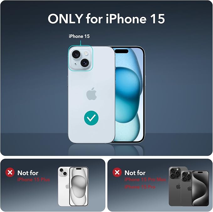 ESR 3+1 Pack for iPhone 15 Screen Protector, [9H Hardness] [Military Grade Shatterproof] Full Coverage Ultra-tough Tempered Glass Film with Easy Installation Frame, 1 Set of Camera Lens Protector