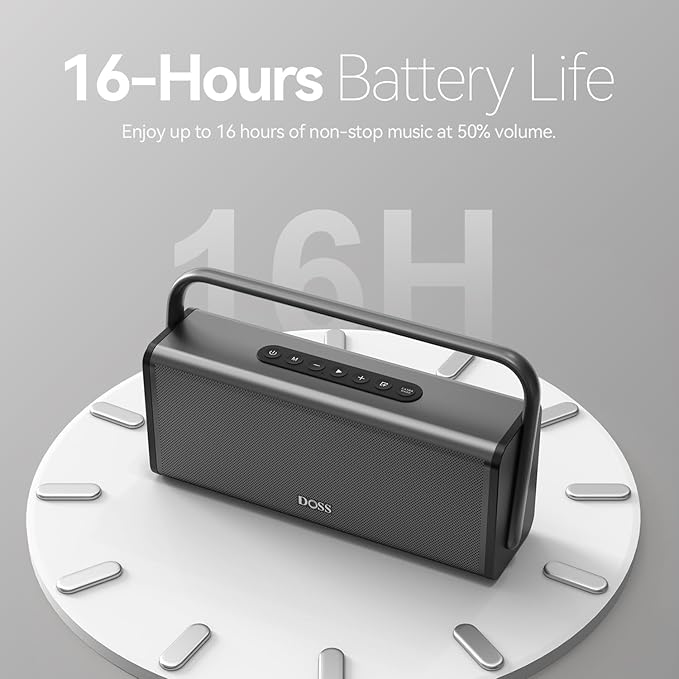 DOSS SoundBox XL Pro Bluetooth Speaker with 50W Powerful Stereo Sound, Extra Bass,16H Playtime, Integrated Metal Body, Aluminum Alloy Handle, Portable for Home, Office, Backyard - Blue