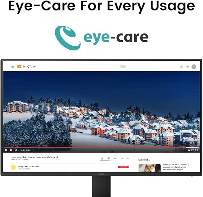 BenQ GW2791 27” 1080p FHD 100Hz IPS Eye-Care Monitor, HDMI, DisplayPort, 1080x1920, Ultra Slim Bezel, TUV-Certified, Flicker-Free, Low Blue Light Plus, Eye-CareU