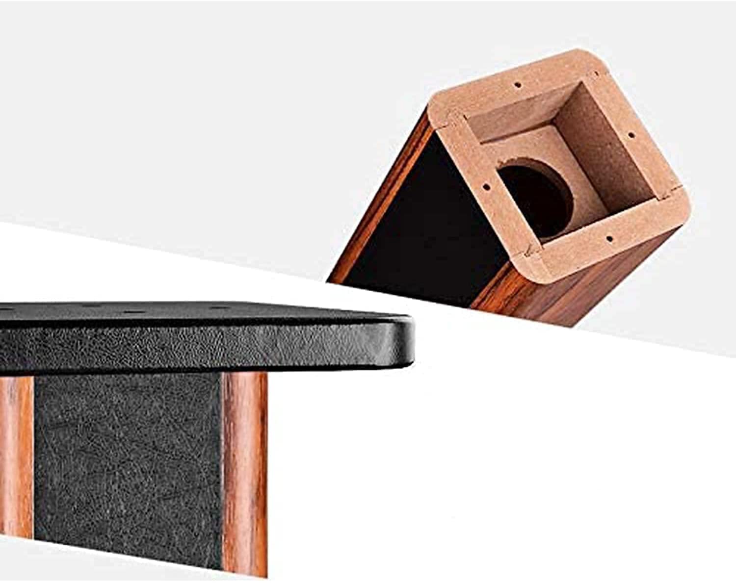 bimiti Wood Grain Speaker Stands 36 Inch Universal Floor Speaker Stand Pair Heavy Duty Hollowed Stands for Home Theater Speakers with Sand Filling Tuning Function - Pair