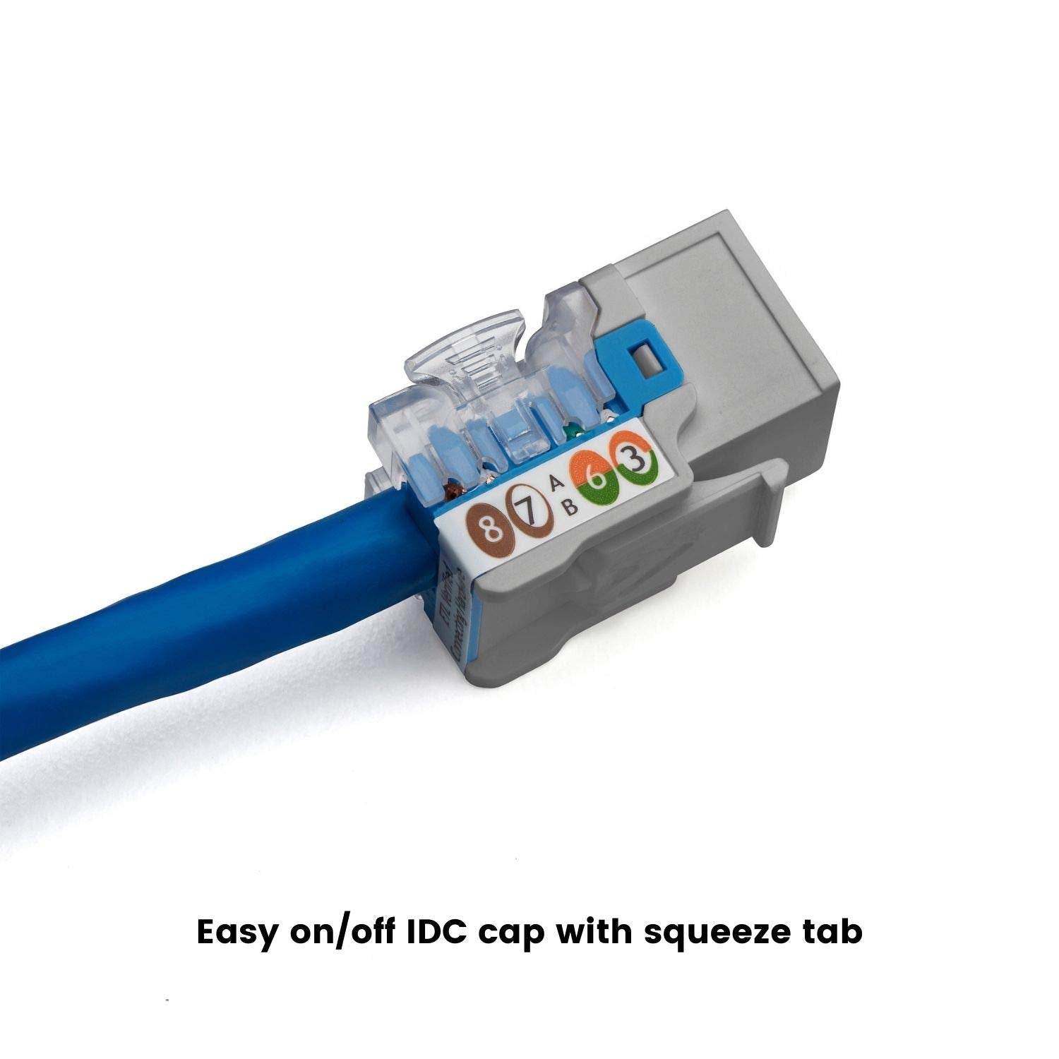 TRUE CABLE Cat6 Keystone Jack, Unshielded (UTP), 90 Degree Punch-Down, PoE++ (4PPoE) 100W, UL Listed, ETL Verified, ANSI/TIA Certified, Modular RJ45 Female, Gray, 12 Pack