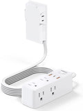 Power Strip Surge Protector with Flat Extension Cord Outlet Cover 6 AC Outlets(3 Wall Outlets Extender) 3 USB Ports (2USB C), 1050 Joules, Multi Plug for Home Office College Dorm Room Essential