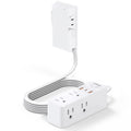 Power Strip Surge Protector with Flat Extension Cord Outlet Cover 6 AC Outlets(3 Wall Outlets Extender) 3 USB Ports (2USB C), 1050 Joules, Multi Plug for Home Office College Dorm Room Essential