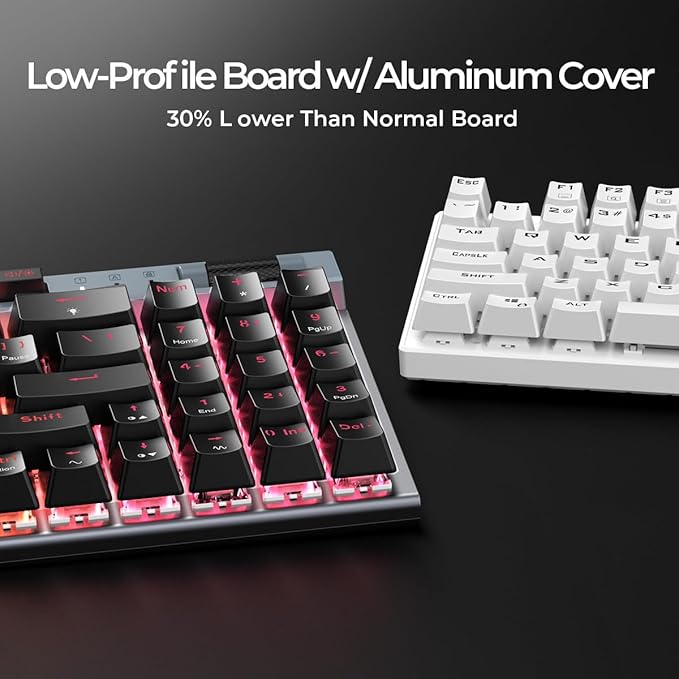 RGB Mechanical GamingKeyboard, 78 Keys Hot-Swap Mechanical Keyboard With Magnetic Red Switches, Ergonomic Keyboard with Aluminum Cover/Media Keys/Software/Dual System WiredKeyboard for PC/Mac Gamer