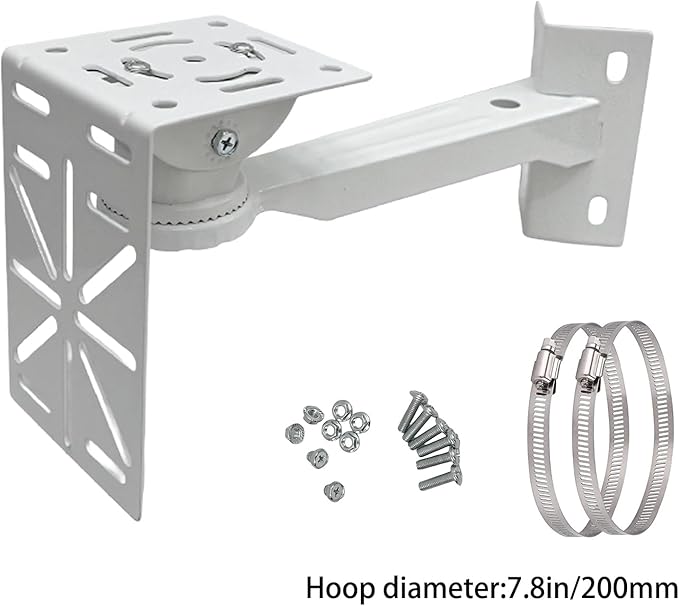 L-Shape Dome Camera Bracket, Wall Ceiling Mount for Security Dome Cameras, Wall Mount,Corner (Vertical Pole Bracket+Hoop 7.8 in )