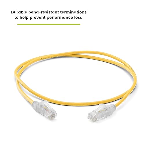 TRUECABLE Cat6 Component Rated Patch Cable, Unshielded (U/UTP), 3ft, Yellow, 28AWG Solid Copper, Snagless 10G High-Speed Ethernet Cable, PoE++ 4PPoE 100W, UL Listed, RoHS-3, 1 Pack