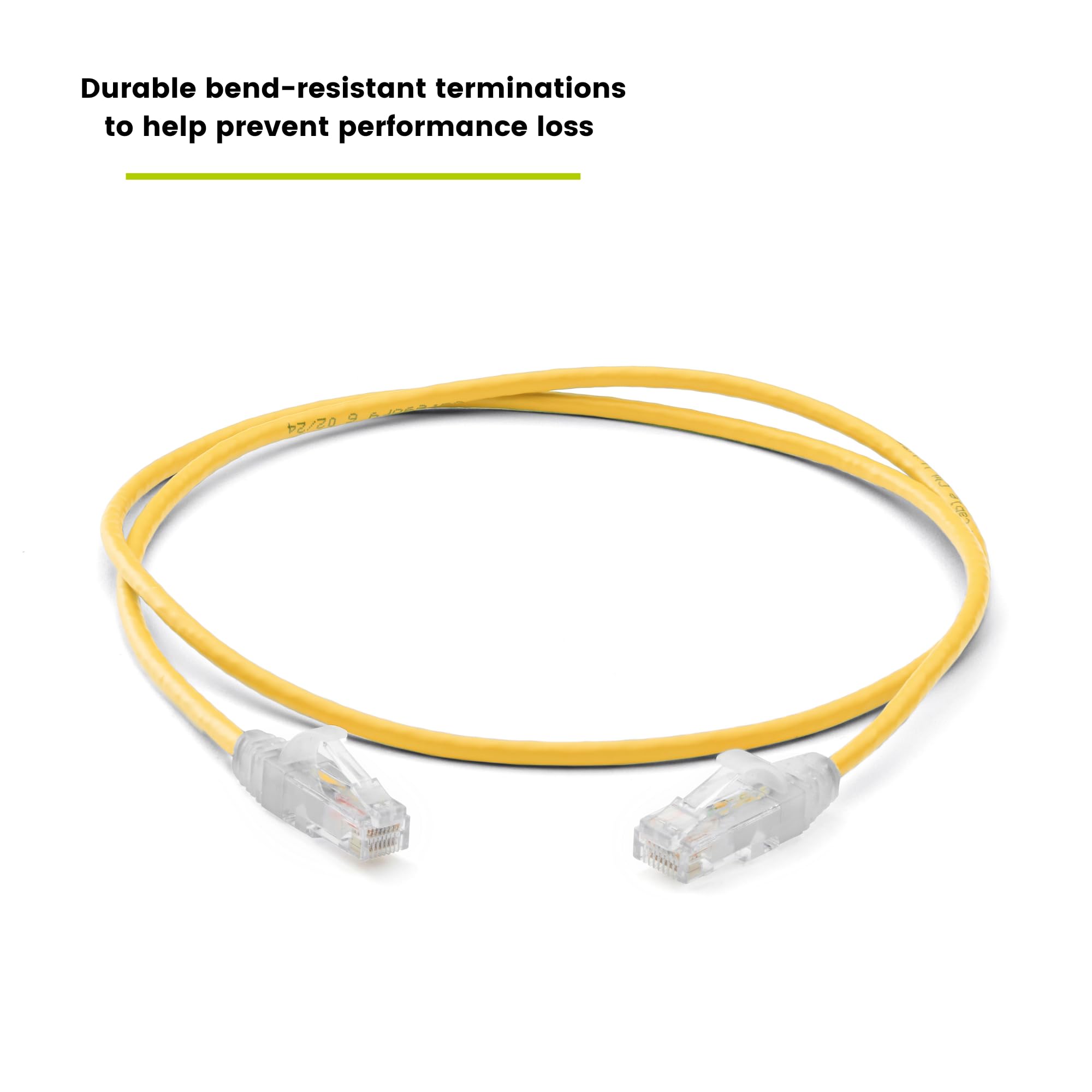 TRUECABLE Cat6 Component Rated Patch Cable, Unshielded (U/UTP), 2ft, Yellow, 28AWG Stranded Pure Copper, Snagless 10G High-Speed Ethernet Cable, PoE++ 4PPoE 100W, UL Listed, RoHS-3, 5 Pack