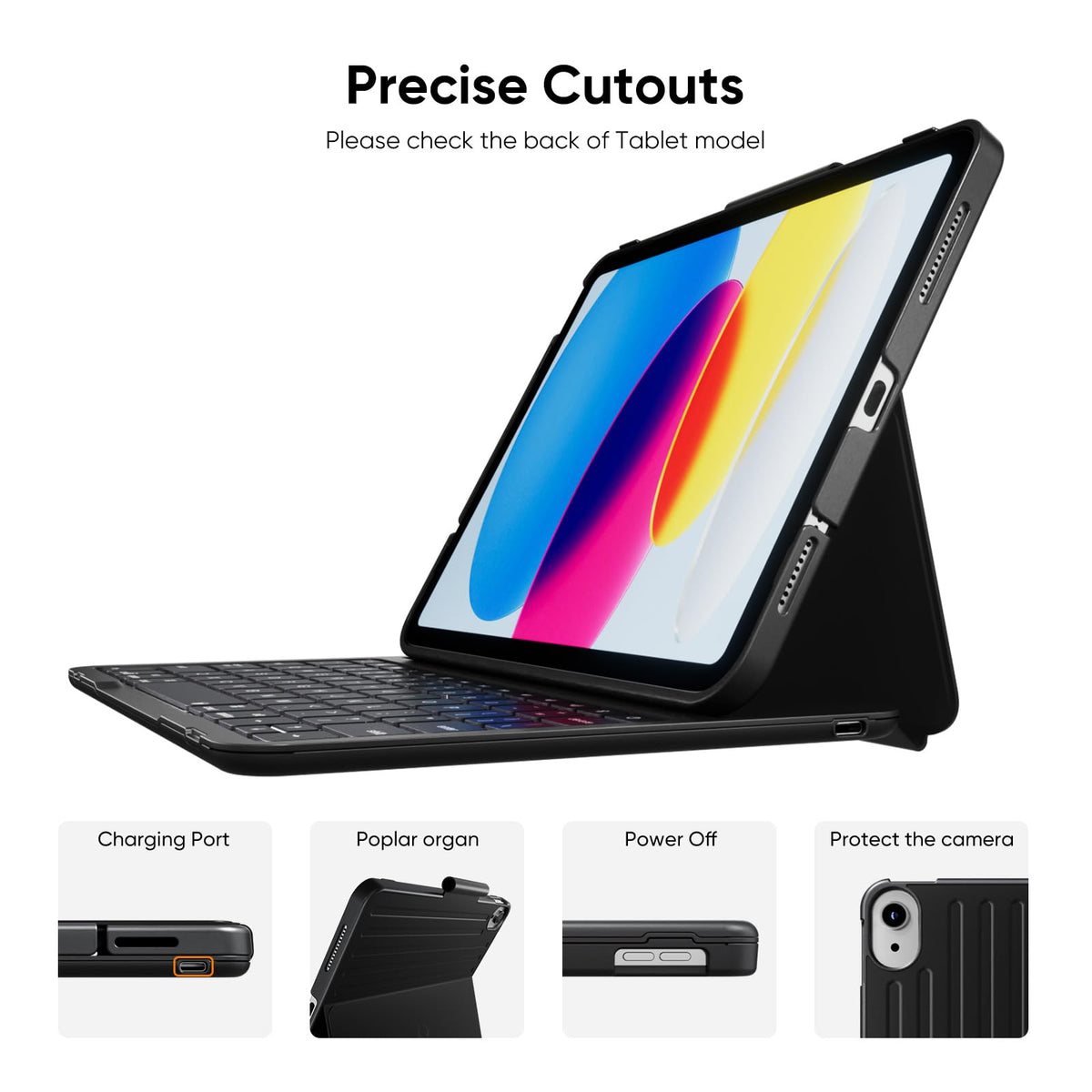 PAUL B for iPad 10th/11th Generation Case with Keyboard 10.9 Inch 2022/11 Inch 2025,Cover with Pencil Holder,Integrated for 10 Gen/11 Gen(A16),Wireless iPad Keyboard Case,Thin & Light (Black)