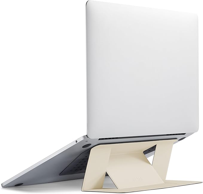 MOFT Laptop Stand for Desk, Adhesive MacBook Computer Stand with 2 Adjustable Viewing Angles, Foldable and Portable Laptop Riser Compatible with 11"-16" Laptops, Earthen Beige
