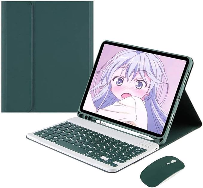AnMengXinLing Keyboard Case for iPad Air 13 Inch (M3 2025/M2 2024)/Pro 12.9 6th/5th/4th Generation with Mouse Pencil Holder, Magnetically Detachable Keyboard Mouse, Teal