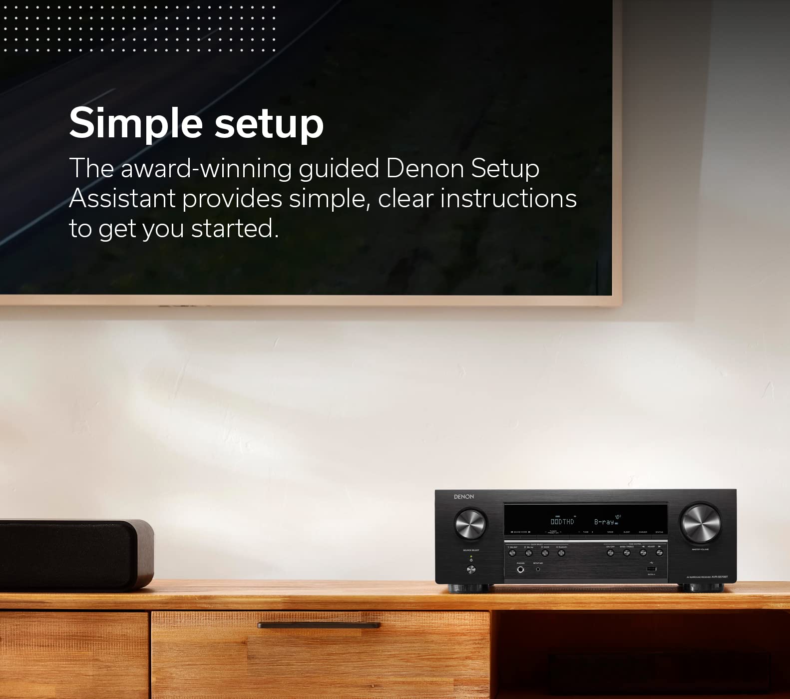 Denon AVR-S570BT AV Receiver 5.2 Channel 8K Ultra HD Audio & Video, Stereo Receivers, Denon AVR Wireless Streaming Bluetooth, (4) 8K HDMI Inputs, eARC, HD Setup Assistant