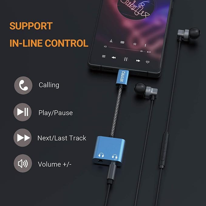 Cubilux USB C Dual Headphones Adapter, Type C to Double 3.5mm Earphone Audio Splitter Compatible with iPhone 16/15, iPad Pro 13/12.9/11 iPad Air 13/5th/4th, Samsung S25/S24/S23 Tab S10/S9/S8