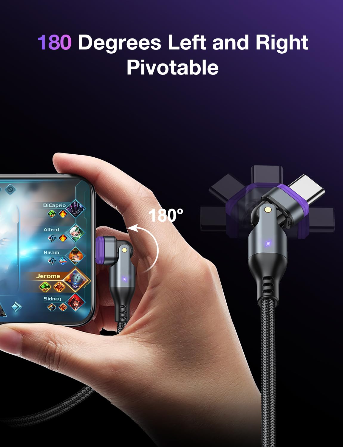 AUFU 16PIN USB-C Magnetic Charging Cable 3-Pack/3.3ft6.6ft6.6ft