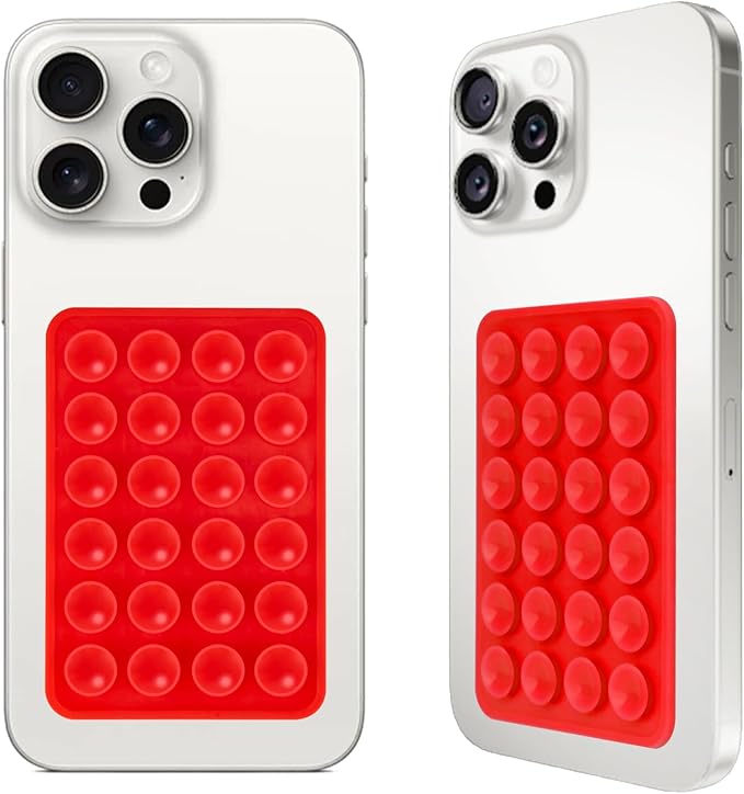 Giumel 2PCS Silicone Suction Phone Case Mount,Non Slip Suction Cup, Hands-Free Phone Accessories Holder for Selfies and Videos,Silicone Adhesive Stand Sticky for Cell Phone Rose red