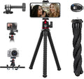 Famall Flexible Phone Tripod for GoPro, Mini Camera Stand with Remote, 1/4'' Screw with Phone Holder&Cold Shoe, Tripod Holder for iPhone Samsung Canon Nikon Sony Streaming Vlog Smartphone