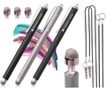 The Friendly Swede Mesh Tip Stylus Pen for Touchscreen — 3-Pack Micro-Knit Capacitive Stylus Pen for iPad & iPhone with 3 Replaceable Fiber Tips, Elastic Lanyards & Screen Cleaning Cloth