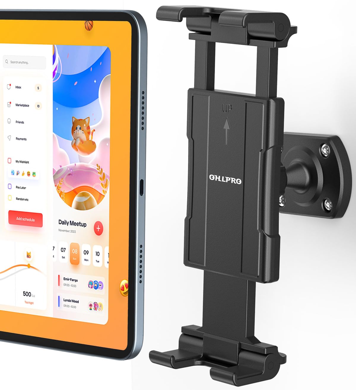 OHLPRO Tablet Wall Mount Holder, iPad Wall Mount with 360° Adjustable Swivel, Screw Mount Installation for Kitchen, Office, Warehouse & Home, Fits 4.7-13" Tablets & Phones, Galaxy Tab, Kindle Fire