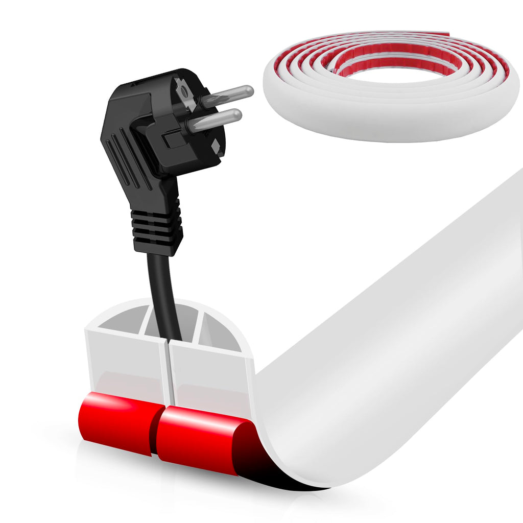 Floor Cord Cover Self Adhesive Cord Hider,20FT Cable Management, Extension Strip Protector for Wires, Prevent Cable Trips for Offices, Gyms, Exhibitions Cavity:0.39"(W) x 0.27"(H) White