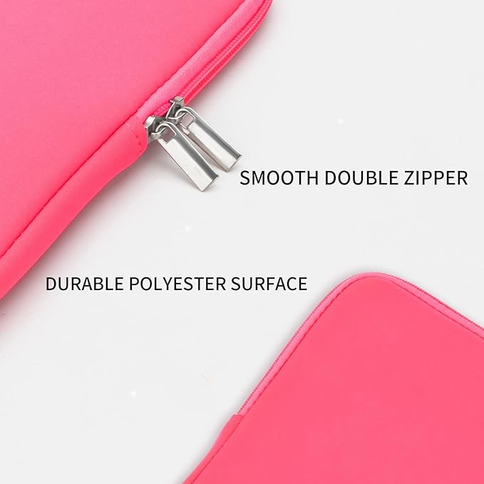 RAINYEAR 15 Inch Laptop Sleeve 15" Protective Soft Case Padded Carrying Cover Specially Compatible with 15.4" MacBook Pro/Air A3241 A2941 A3114 A1938 A1707 A1990 (Bright Pink, Upgraded Version)