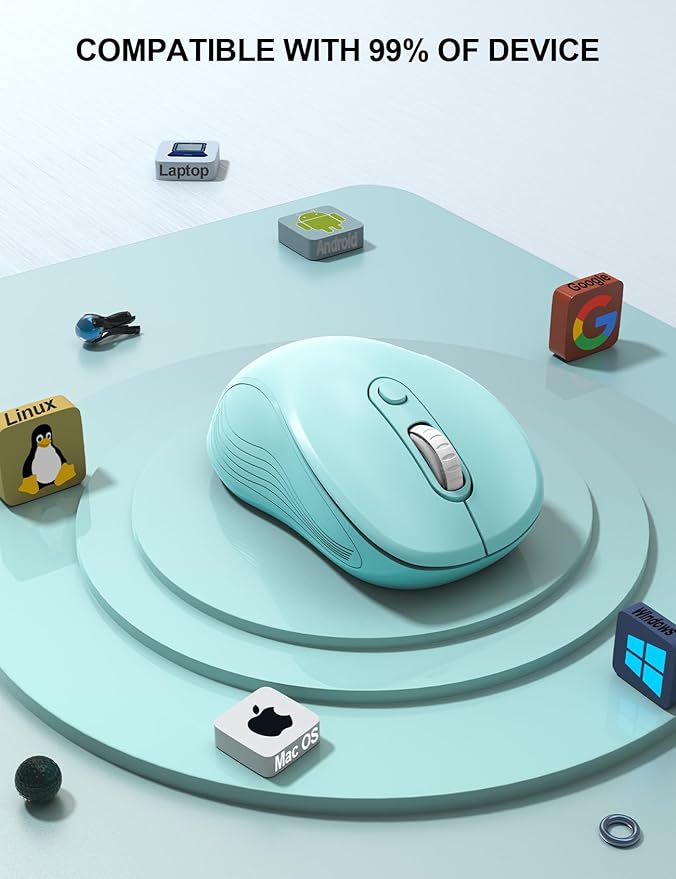 Trueque Wireless Mouse for Laptop, 2.4GHz Ergonomic Computer Mouse with Back & Forward Buttons, 3-Level DPI, 6 Buttons, Optical USB Cordless Mice for Windows Chromebook MacBook PC (Mint Green)