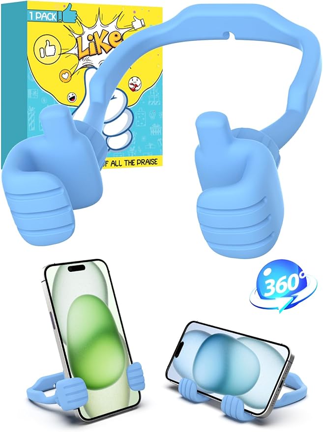 Cell Phone Stand Thumbs Up Lazy Phone Holder for Desk: Back to School Supplies Gifts for Teen Boys Kids Girls Men Women 2025 Birthday Funny Gadgets Who Have Everything Christmas Stocking Stuffers Cute