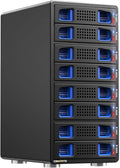 8 Bay Hard Drive Enclosure with Cooling Fan for 2.5/3.5" SATA HDD/SSD with USB A/C 3.0 Cable, 3.5 Hard Drive Enclosure Supports 160TB Capacity, Tool-Free HDD Enclosure, DAS(NO RAID/NAS)