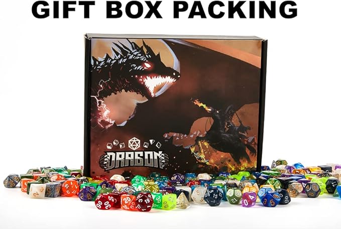 DND Dice Set 42 Pcs Polyhedral Dungeons and Dragons Rolling Dice for D&D RPG MTG Table Games Dice Bulk with Colorful Drawstring Bags and Dice Tray (Single)