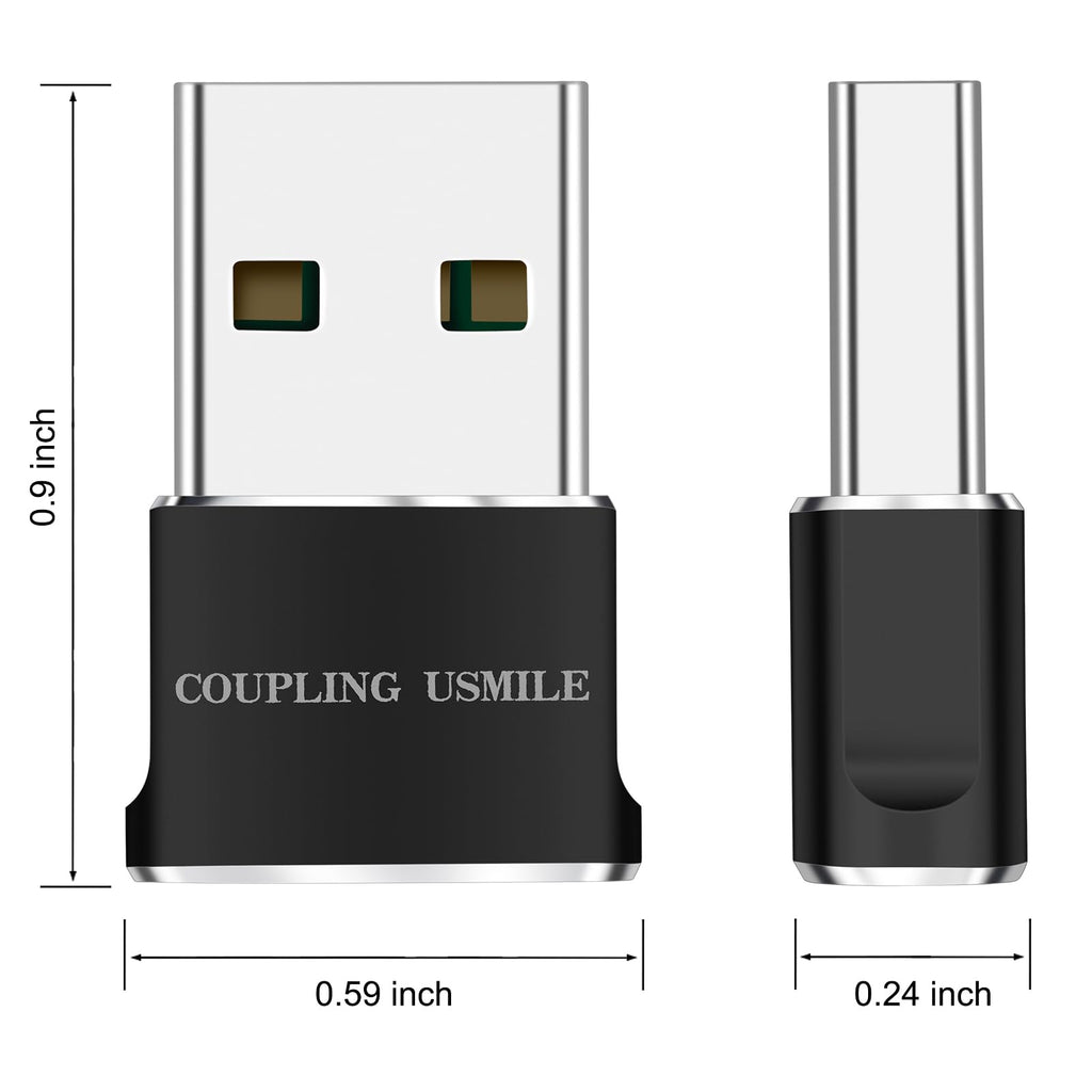 USB to USB C Adapter 4 Pcs Black, Fast Charging, Transfer and Type C OTG