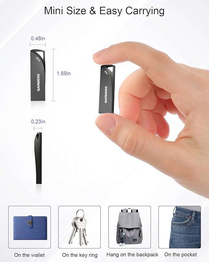 64GB USB 3.0 Flash Drive, 5-Pack Waterproof Metal USB Memory Stick, Slim Thumb Drive Portable Pen Drive with Keychain Hole Stylish Jump Drive for PC Computer Car