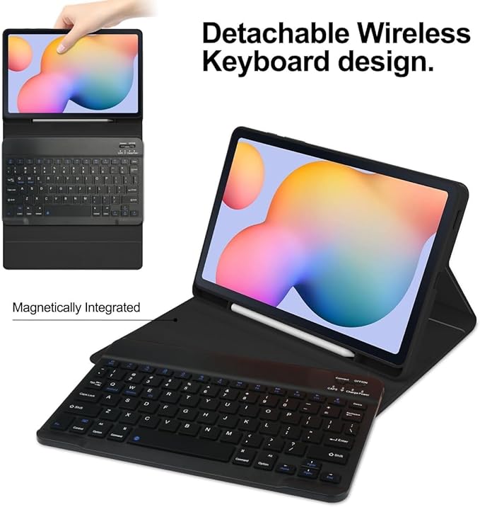 for iPad mini 7 (A17 Pro)/ iPad mini 6th 7th Generation Keyboard Case with Mouse and Rainbow Backlit Detachable Bluetooth Keyboard Cover,Light Llue