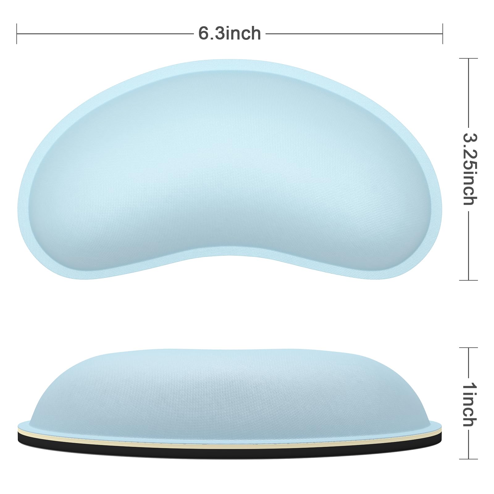 Dapesuom Mouse Wrist Rest, Ergonomic Memory Foam Mouse Wrist for Computer Desk Mats Support, Hand Rest Pad Cushion for Gaming, Office, Laptop, Men, Women, Pain Relief & Easy Typing, Sky Blue