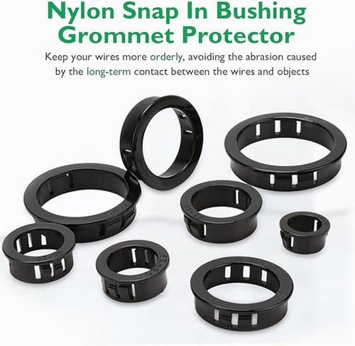 8 Sizes Cable Snap-in Knockout Insulating Bushing Grommets Assortment Kit