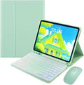Rainbow Backlit Keyboard Case for iPad 9th / 8th / 7th Generation 10.2"/iPad Pro 10.5"/iPad Air 3rd Gen with Mouse and Backlight Detachable Bluetooth Keyboard Cover,Mint Green