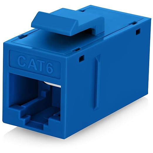 Everest Cat6 RJ45 Keystone Coupler (48-Pack) in Blue - RJ45 Coupler - Cat 6 Couplers - Female to Female Cat6 Keystone Jacks - Ethernet Couplers - Ethernet Cable Extender