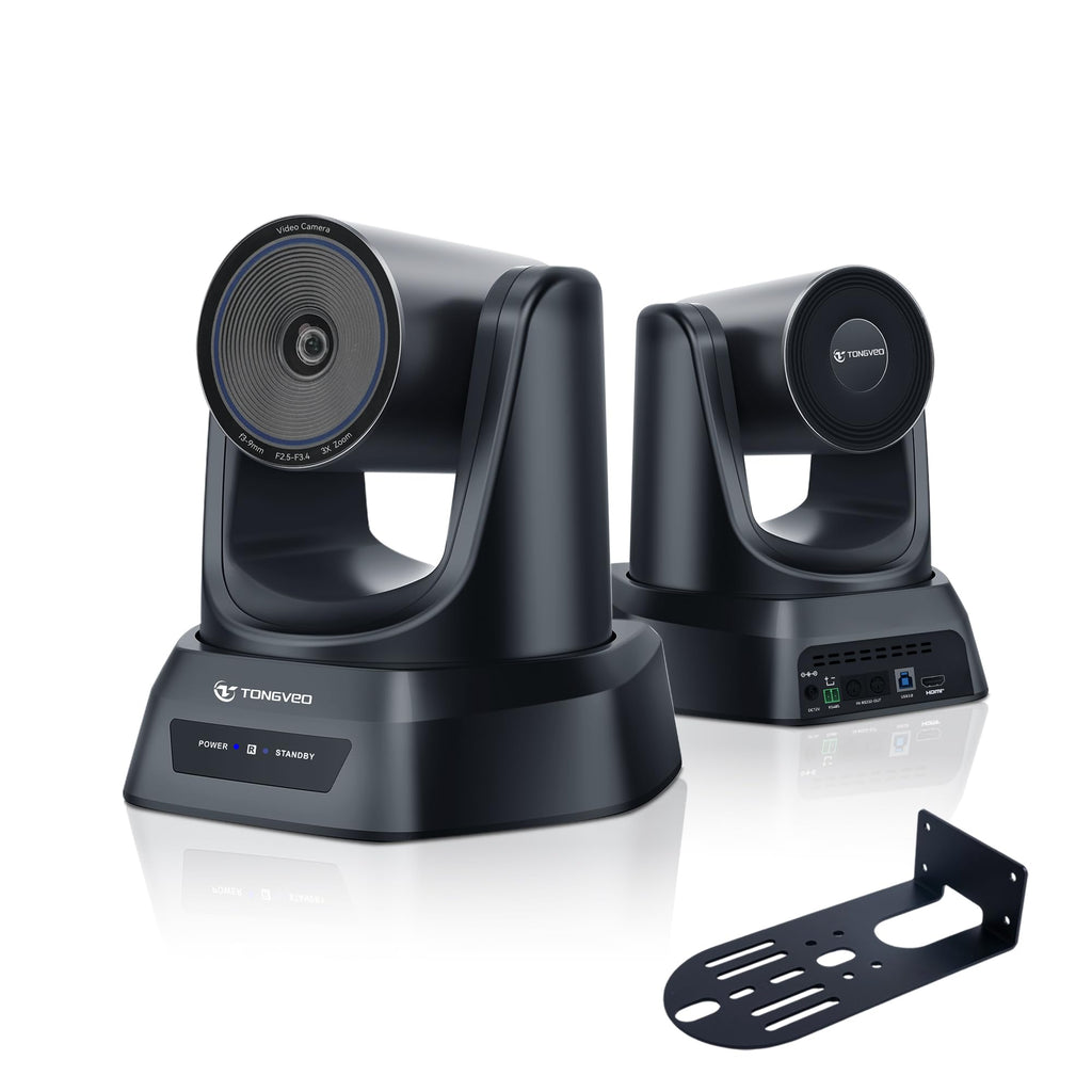 TONGVEO 3X Optical Zoom PTZ Camera AI Auto-Tracking HDMI USB 3.0 1080P 60fps Wide-Angle for Video Conference Business Meeting Live Streaming Online Learn with Zoom YouTube Teams OBS and More