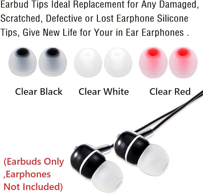 Earbud Silicone Ear Tips Replacement Earbuds Gels for Popular In-Ear Headphones Other Inner Hole 3.8mm - 5.1mm 9 Pairs S/M/L