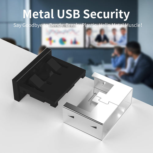 24PCS USB Metal Port Lock Blocker with 2 Keys - Secure USB-A Port Protector for PC/Laptop, Anti-Theft Data Security Lock, Dust & Moisture Proof Cover, Removable Type-A Connector Black