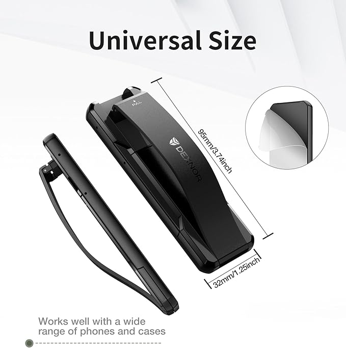 Dexnor New Upgrade Phone Grip, Phone Holder for Hand [2-in-1] Phone Strap with Kickstand Phone Finger Holder Compatible with Most iPhone Samsung Phone Case, Black