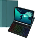 Keyboard Case for Galaxy Tab A9+/A9 Plus 11 Inch 2023, Slim Lightweight 7 Color Rainbow Backlight Detachable Magnetic Bluetooth Keyboard Cover with S Pen Holder,Teal