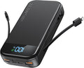 Portable Charger 32000mAh, 22.5W QC 3.0 PD 20W Smart LED Display Fast Charging Built in Cables MFi Certified Power Bank, External Battery Pack Charge 5 Devices Compatible with Cellphones (Black)